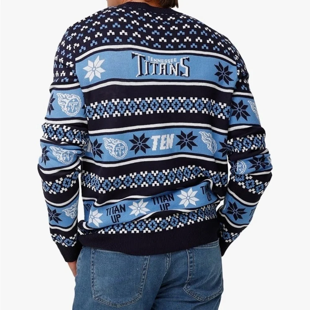 NFL FOCO Tennessee Titans Ugly Christmas Sweater NEW Large Blue Football XL